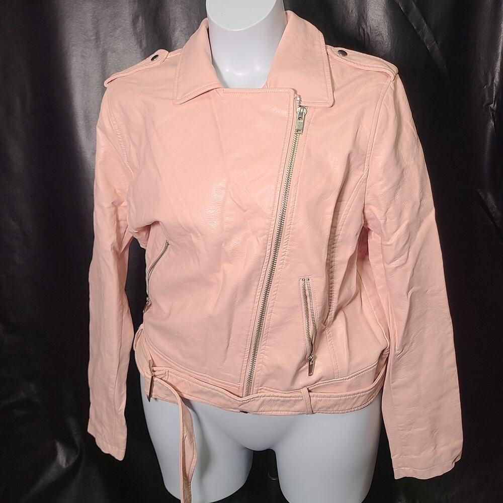 xhilaration pastel pink faux leather moto jacket size XXL